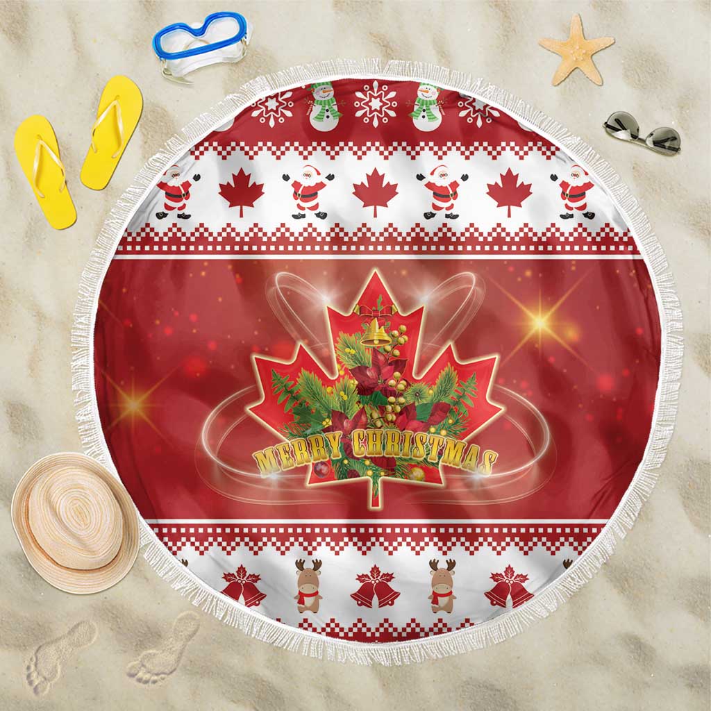 Merry Christmas Canada Beach Blanket Festive Maple Leaf Xmas - Wonder Print Shop
