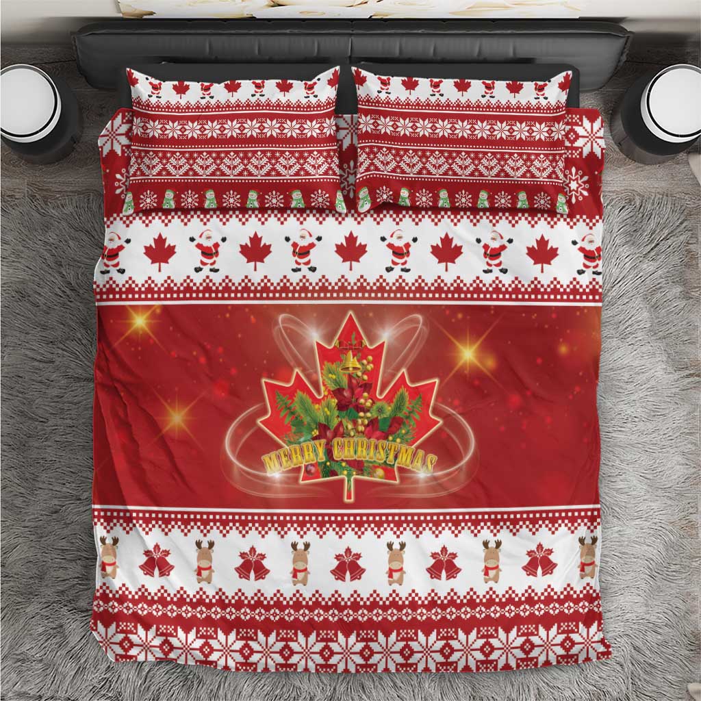 Merry Christmas Canada Bedding Set Festive Maple Leaf Xmas - Wonder Print Shop