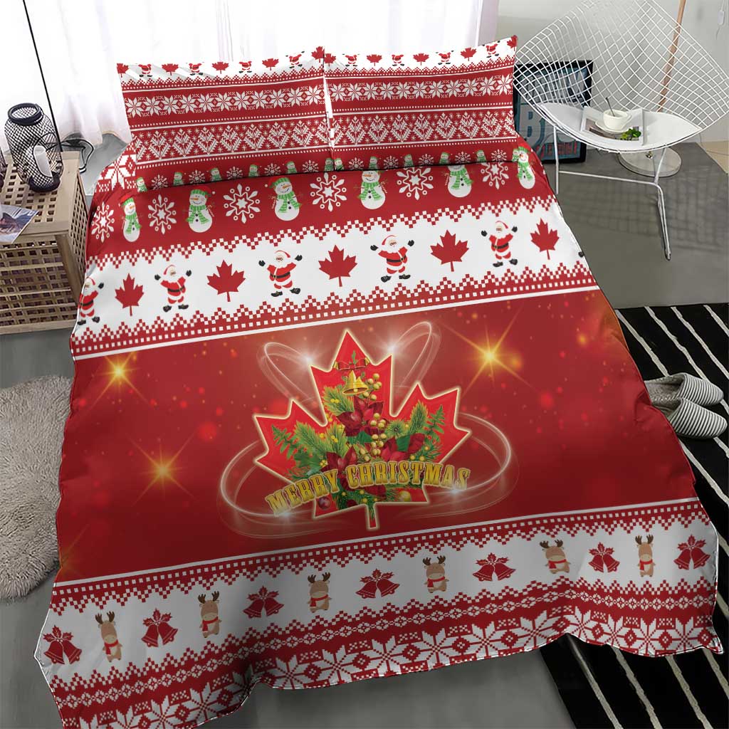 Merry Christmas Canada Bedding Set Festive Maple Leaf Xmas - Wonder Print Shop