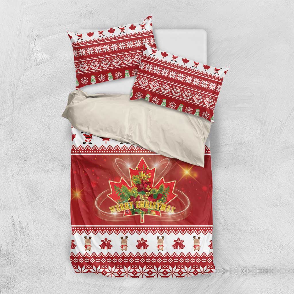 Merry Christmas Canada Bedding Set Festive Maple Leaf Xmas - Wonder Print Shop