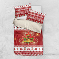 Merry Christmas Canada Bedding Set Festive Maple Leaf Xmas - Wonder Print Shop