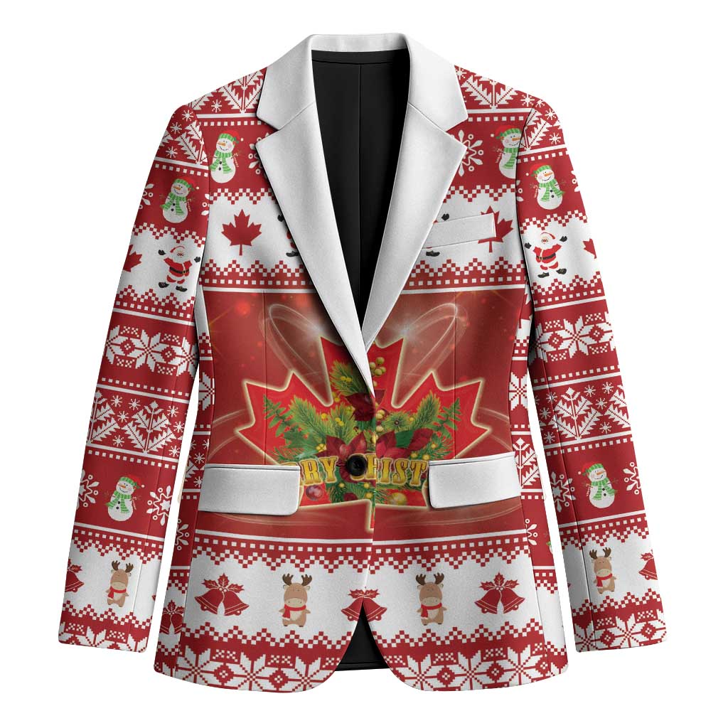 Merry Christmas Canada Blazer Festive Maple Leaf Xmas - Wonder Print Shop