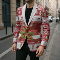 Merry Christmas Canada Blazer Festive Maple Leaf Xmas - Wonder Print Shop