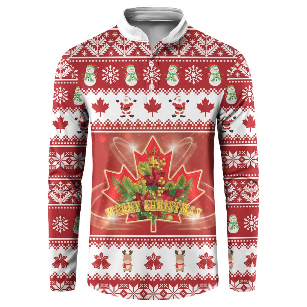 Merry Christmas Canada Button Sweatshirt Festive Maple Leaf Xmas - Wonder Print Shop