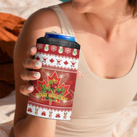 Merry Christmas Canada 4 in 1 Can Cooler Tumbler Festive Maple Leaf Xmas - Wonder Print Shop