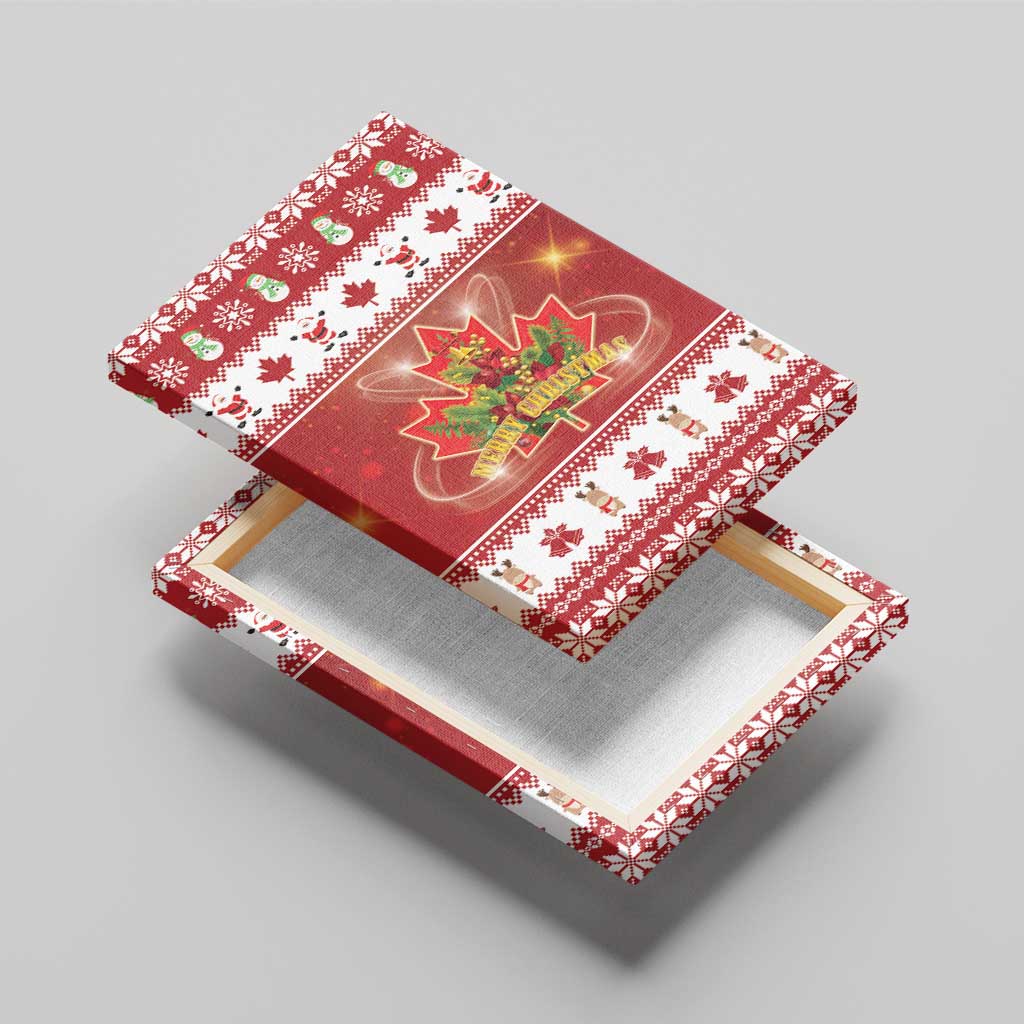 Merry Christmas Canada Canvas Wall Art Festive Maple Leaf Xmas - Wonder Print Shop