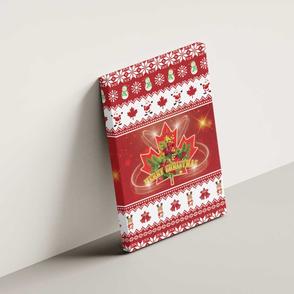Merry Christmas Canada Canvas Wall Art Festive Maple Leaf Xmas - Wonder Print Shop