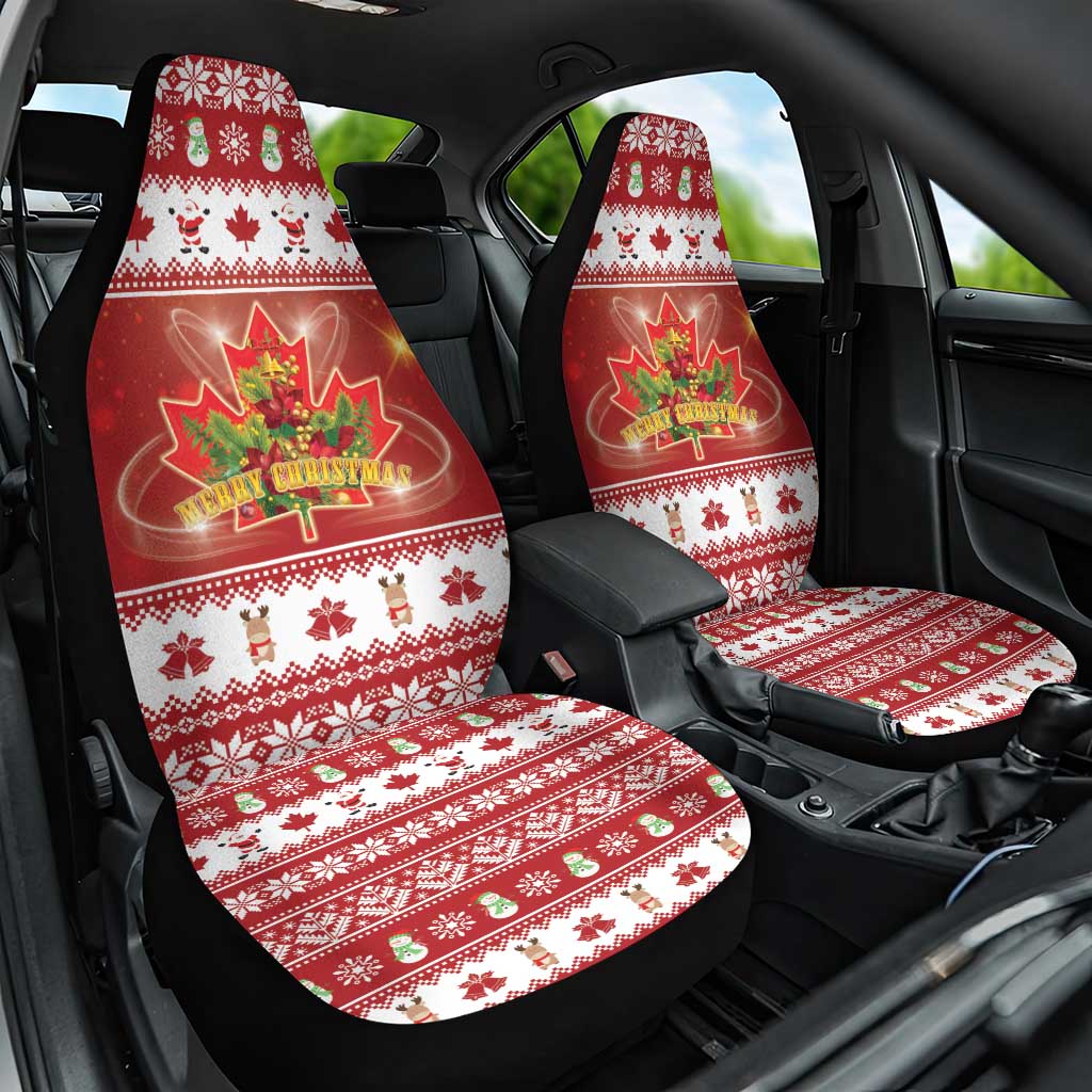 Merry Christmas Canada Car Seat Cover Festive Maple Leaf Xmas - Wonder Print Shop