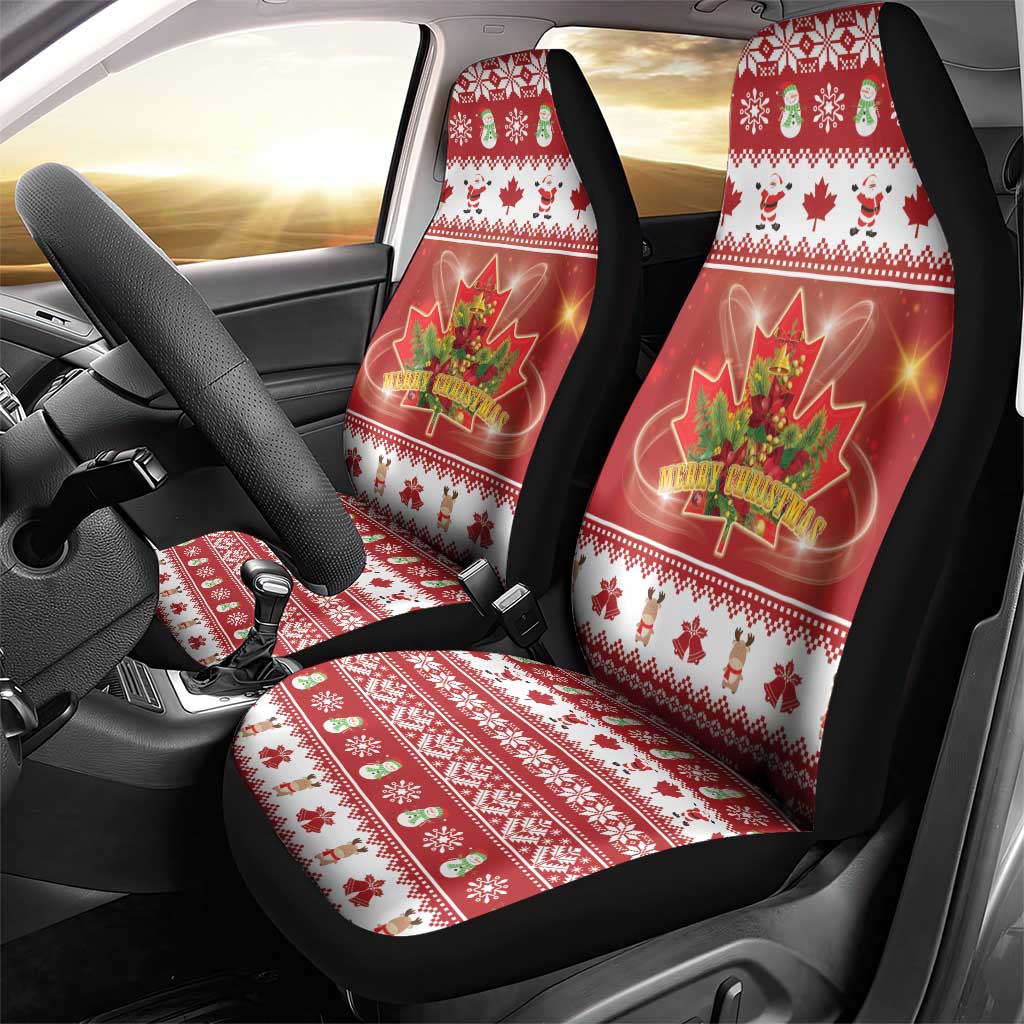 Merry Christmas Canada Car Seat Cover Festive Maple Leaf Xmas - Wonder Print Shop