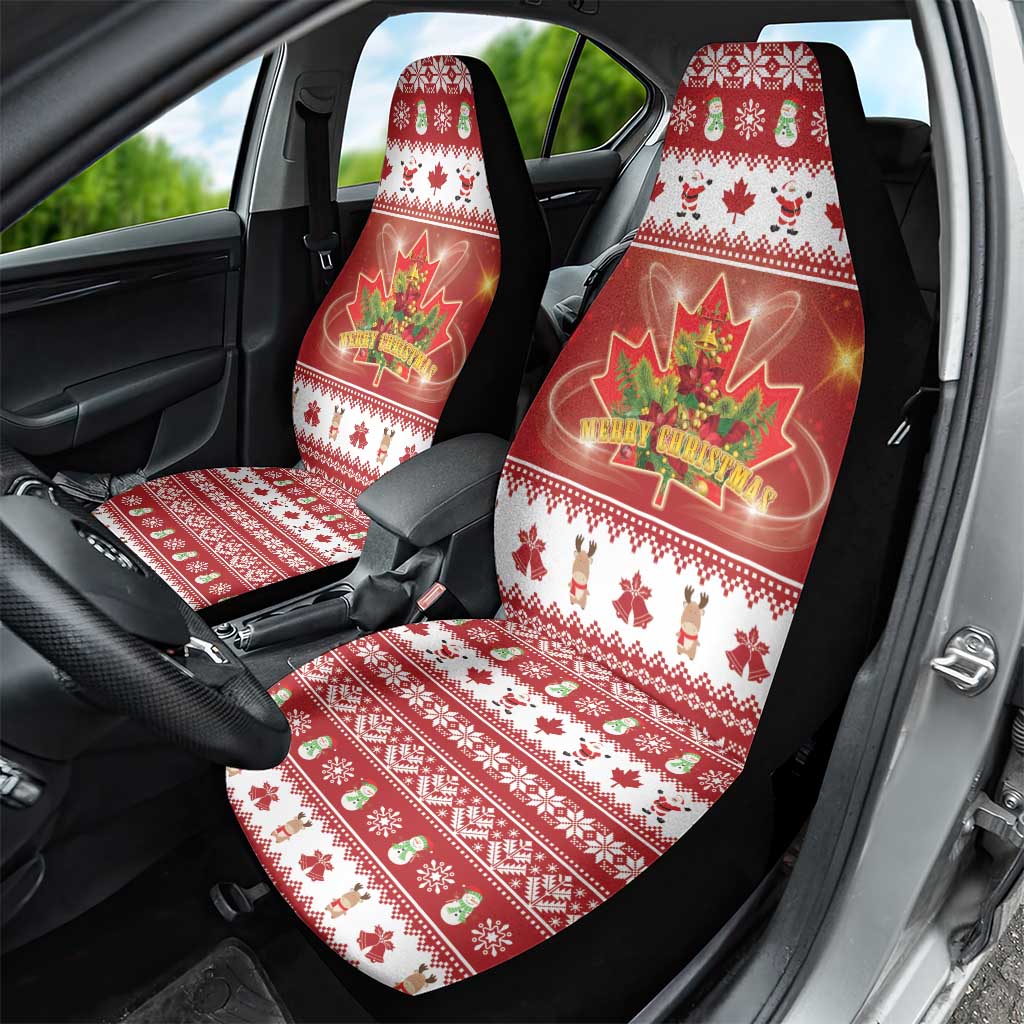Merry Christmas Canada Car Seat Cover Festive Maple Leaf Xmas - Wonder Print Shop