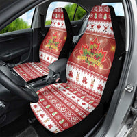 Merry Christmas Canada Car Seat Cover Festive Maple Leaf Xmas - Wonder Print Shop