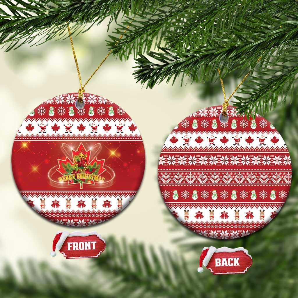 Merry Christmas Canada Ceramic Ornament Festive Maple Leaf Xmas - Wonder Print Shop