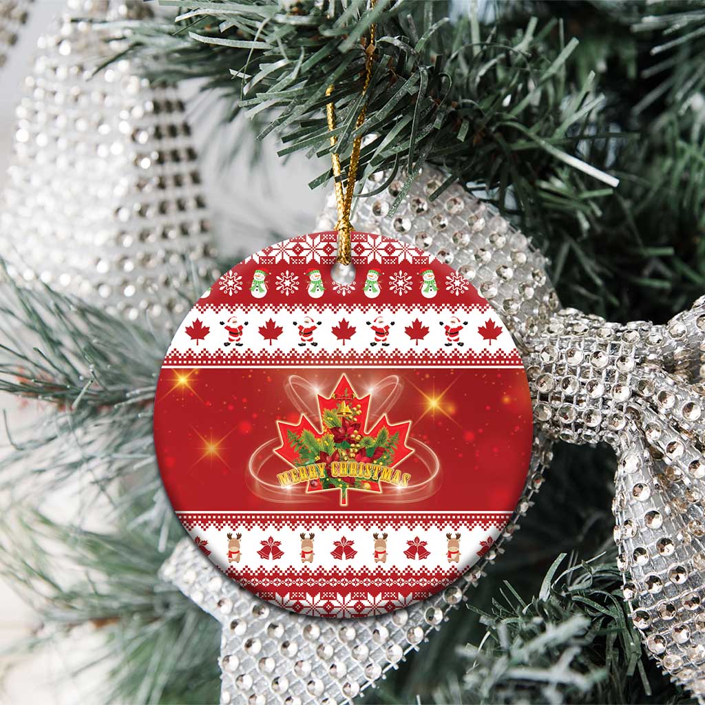 Merry Christmas Canada Ceramic Ornament Festive Maple Leaf Xmas - Wonder Print Shop