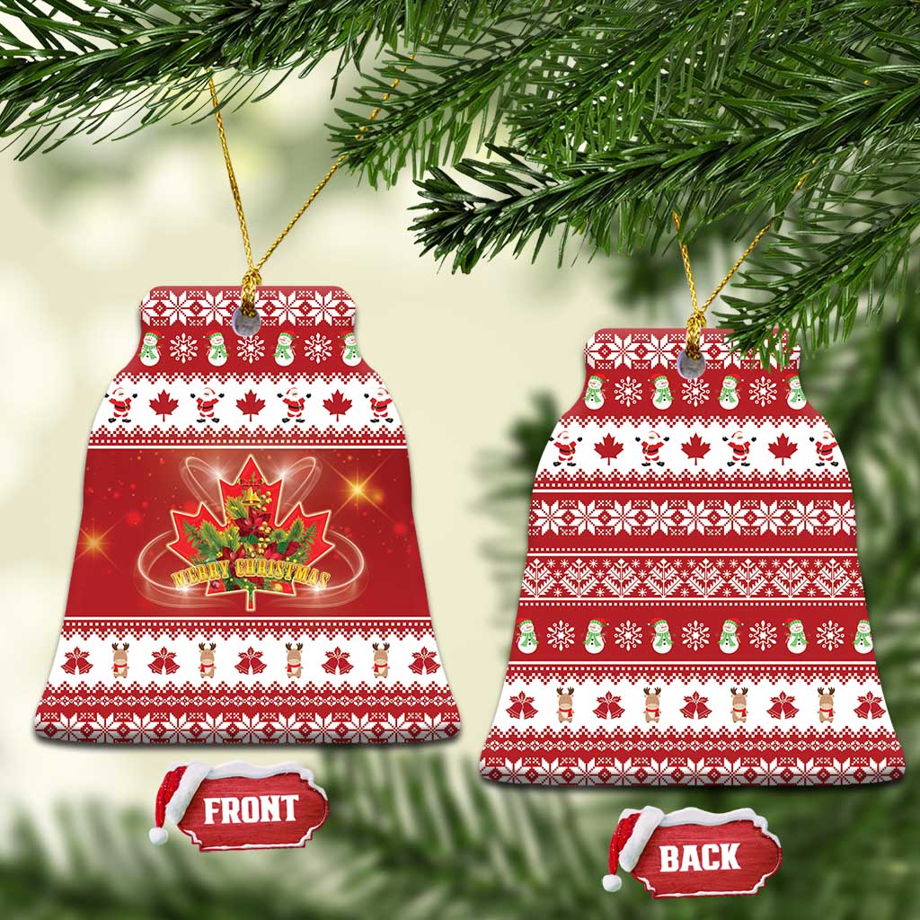 Merry Christmas Canada Ceramic Ornament Festive Maple Leaf Xmas - Wonder Print Shop