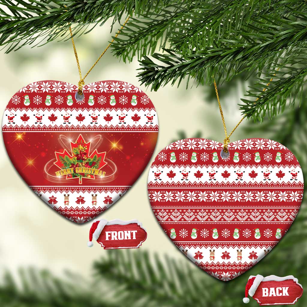 Merry Christmas Canada Ceramic Ornament Festive Maple Leaf Xmas - Wonder Print Shop