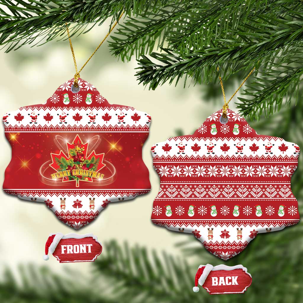 Merry Christmas Canada Ceramic Ornament Festive Maple Leaf Xmas - Wonder Print Shop