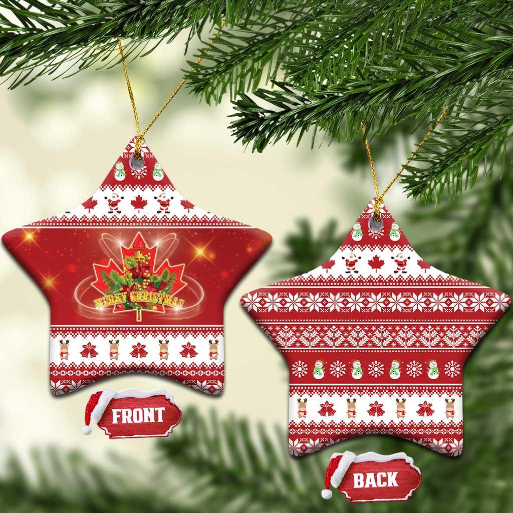 Merry Christmas Canada Ceramic Ornament Festive Maple Leaf Xmas - Wonder Print Shop