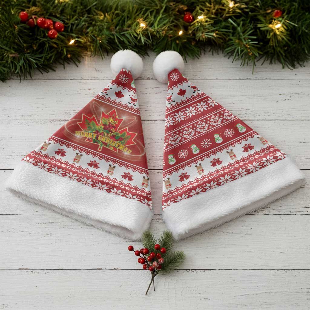 Merry Christmas Canada Christmas Santa Hat Festive Maple Leaf Xmas - Wonder Print Shop