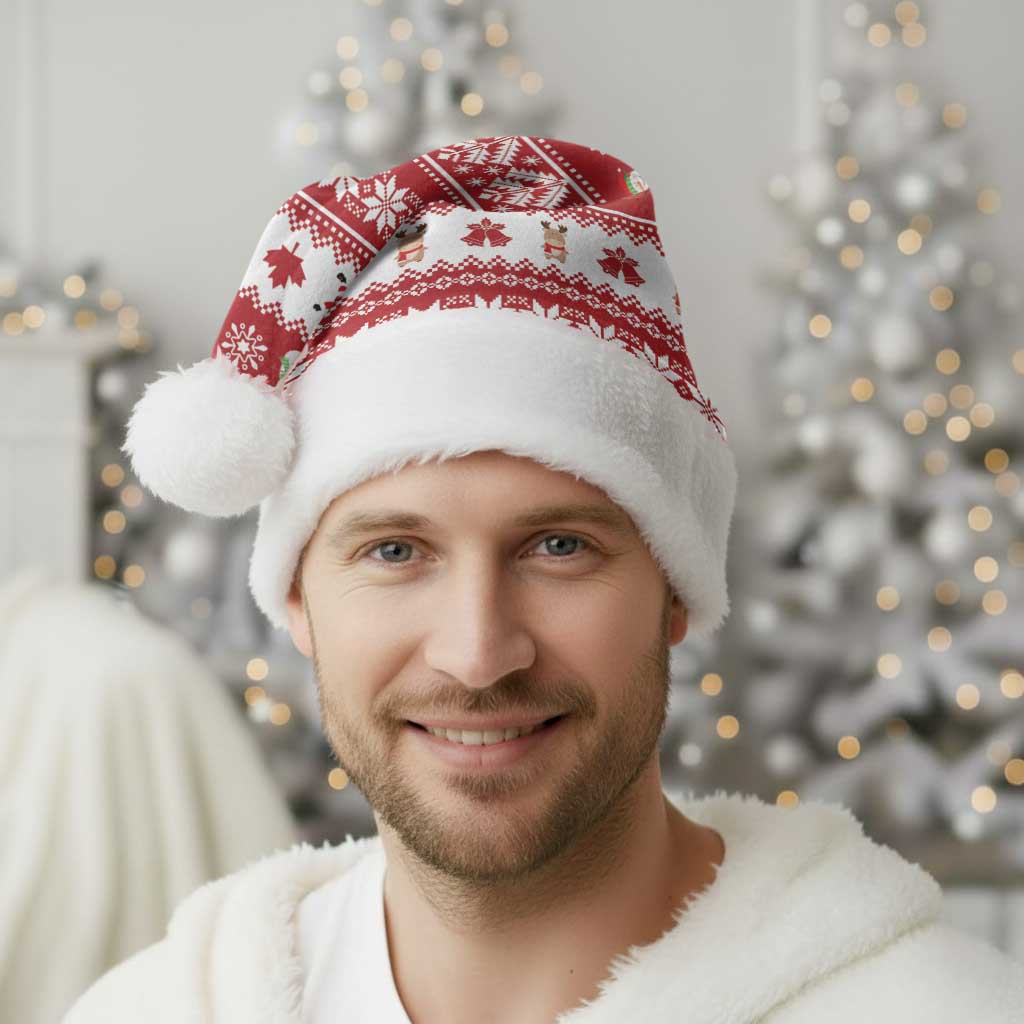 Merry Christmas Canada Christmas Santa Hat Festive Maple Leaf Xmas - Wonder Print Shop