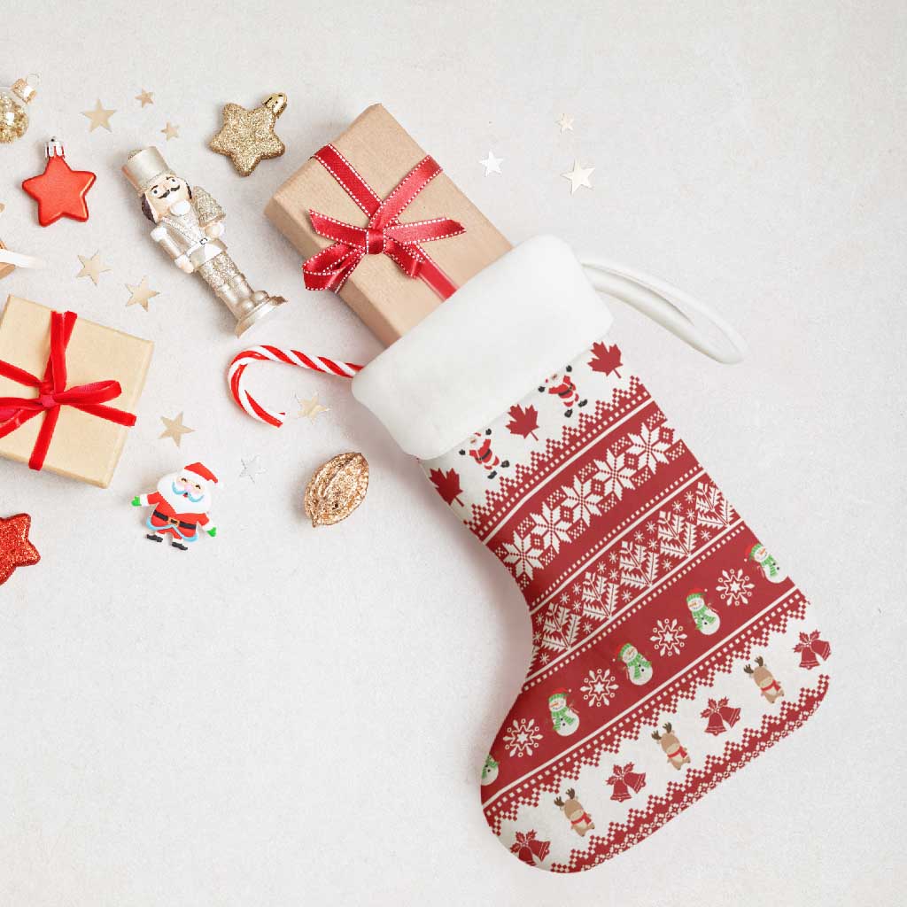 Merry Christmas Canada Christmas Stocking Festive Maple Leaf Xmas - Wonder Print Shop