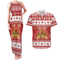 Merry Christmas Canada Couples Matching Tank Maxi Dress and Hawaiian Shirt Festive Maple Leaf Xmas - Wonder Print Shop