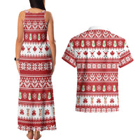 Merry Christmas Canada Couples Matching Tank Maxi Dress and Hawaiian Shirt Festive Maple Leaf Xmas - Wonder Print Shop