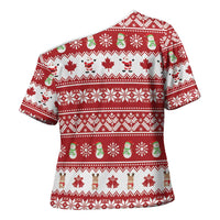 Merry Christmas Canada Cross Shoulder Shirt Festive Maple Leaf Xmas - Wonder Print Shop