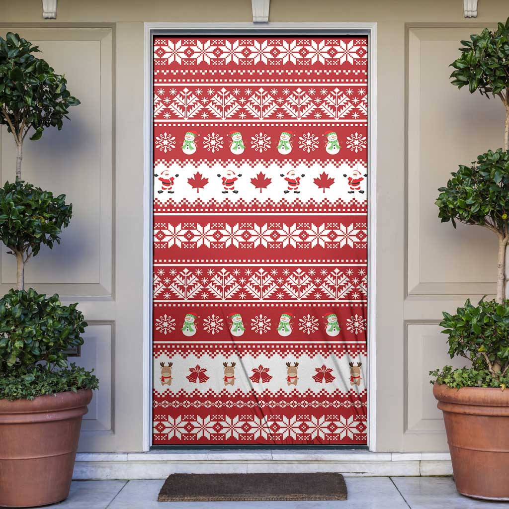 Merry Christmas Canada Door Cover Festive Maple Leaf Xmas - Wonder Print Shop