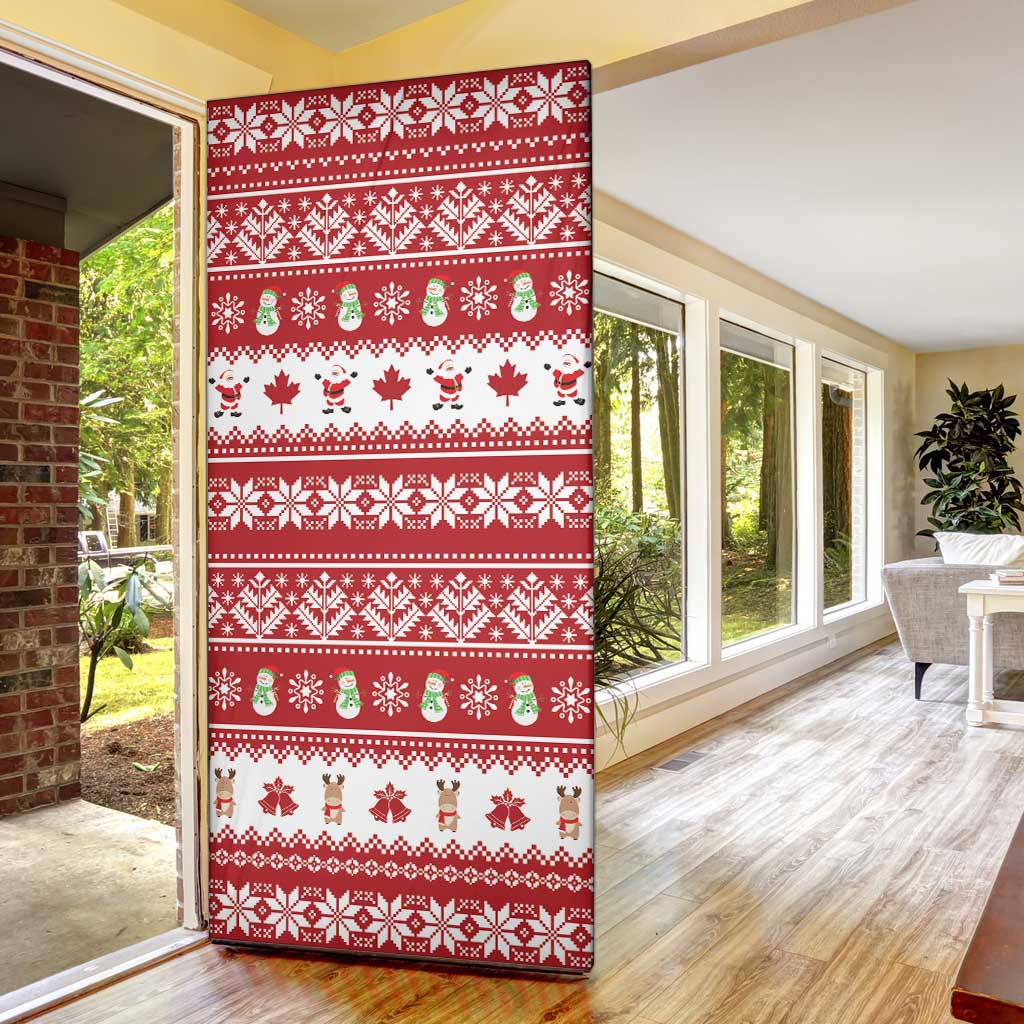 Merry Christmas Canada Door Cover Festive Maple Leaf Xmas - Wonder Print Shop