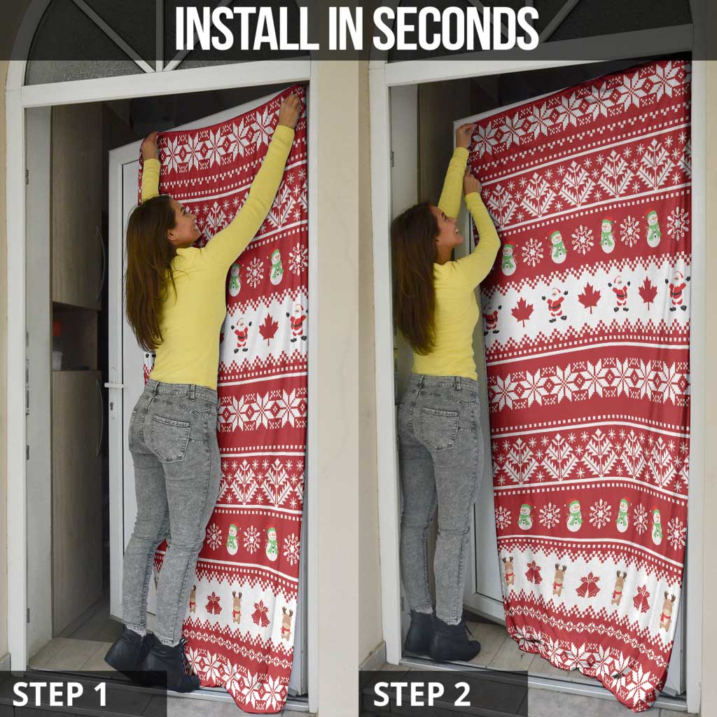 Merry Christmas Canada Door Cover Festive Maple Leaf Xmas - Wonder Print Shop