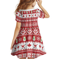 Merry Christmas Canada Family Matching Long Sleeve Bodycon Dress and Hawaiian Shirt Festive Maple Leaf Xmas - Wonder Print Shop