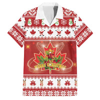 Merry Christmas Canada Family Matching Long Sleeve Bodycon Dress and Hawaiian Shirt Festive Maple Leaf Xmas - Wonder Print Shop