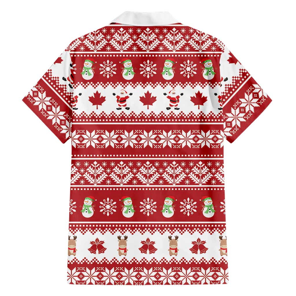 Merry Christmas Canada Family Matching Long Sleeve Bodycon Dress and Hawaiian Shirt Festive Maple Leaf Xmas - Wonder Print Shop