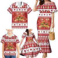Merry Christmas Canada Family Matching Mermaid Dress and Hawaiian Shirt Festive Maple Leaf Xmas - Wonder Print Shop