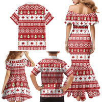 Merry Christmas Canada Family Matching Mermaid Dress and Hawaiian Shirt Festive Maple Leaf Xmas - Wonder Print Shop