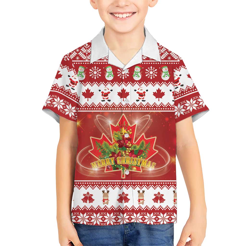 Merry Christmas Canada Family Matching Mermaid Dress and Hawaiian Shirt Festive Maple Leaf Xmas - Wonder Print Shop