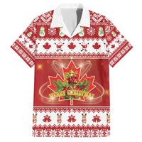 Merry Christmas Canada Family Matching Off The Shoulder Long Sleeve Dress and Hawaiian Shirt Festive Maple Leaf Xmas - Wonder Print Shop