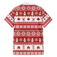 Merry Christmas Canada Family Matching Off The Shoulder Long Sleeve Dress and Hawaiian Shirt Festive Maple Leaf Xmas - Wonder Print Shop