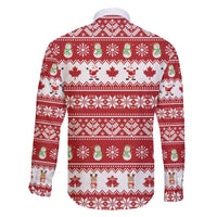 Merry Christmas Canada Family Matching Off The Shoulder Long Sleeve Dress and Hawaiian Shirt Festive Maple Leaf Xmas - Wonder Print Shop