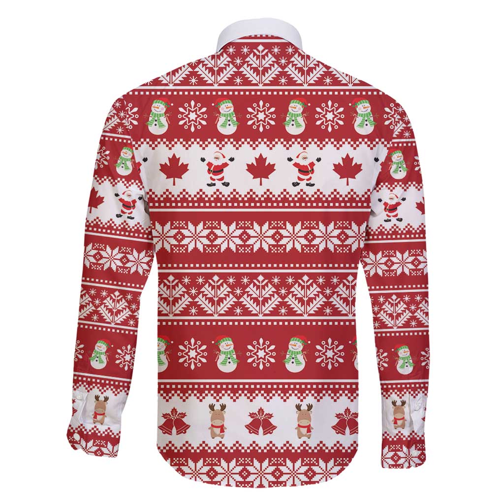 Merry Christmas Canada Family Matching Off Shoulder Maxi Dress and Hawaiian Shirt Festive Maple Leaf Xmas - Wonder Print Shop