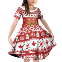 Merry Christmas Canada Family Matching Off Shoulder Short Dress and Hawaiian Shirt Festive Maple Leaf Xmas - Wonder Print Shop