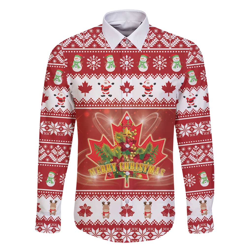 Merry Christmas Canada Family Matching Off Shoulder Short Dress and Hawaiian Shirt Festive Maple Leaf Xmas - Wonder Print Shop