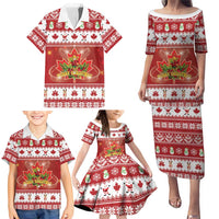 Merry Christmas Canada Family Matching Puletasi and Hawaiian Shirt Festive Maple Leaf Xmas - Wonder Print Shop