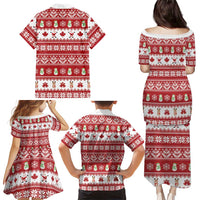 Merry Christmas Canada Family Matching Puletasi and Hawaiian Shirt Festive Maple Leaf Xmas - Wonder Print Shop