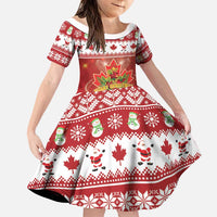 Merry Christmas Canada Family Matching Short Sleeve Bodycon Dress and Hawaiian Shirt Festive Maple Leaf Xmas - Wonder Print Shop