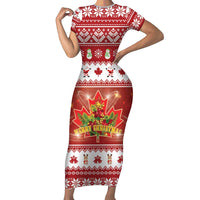Merry Christmas Canada Family Matching Short Sleeve Bodycon Dress and Hawaiian Shirt Festive Maple Leaf Xmas - Wonder Print Shop