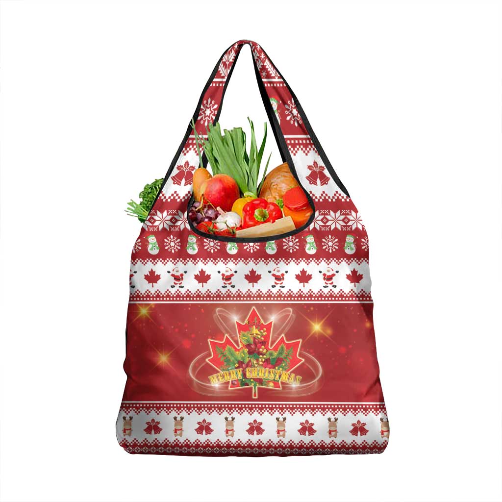 Merry Christmas Canada Grocery Bag Festive Maple Leaf Xmas - Wonder Print Shop