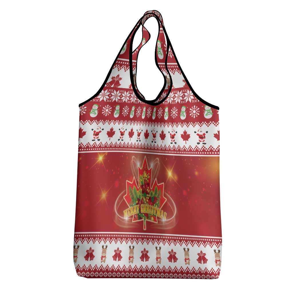 Merry Christmas Canada Grocery Bag Festive Maple Leaf Xmas - Wonder Print Shop