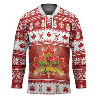 Merry Christmas Canada Hockey Jersey Festive Maple Leaf Xmas - Wonder Print Shop