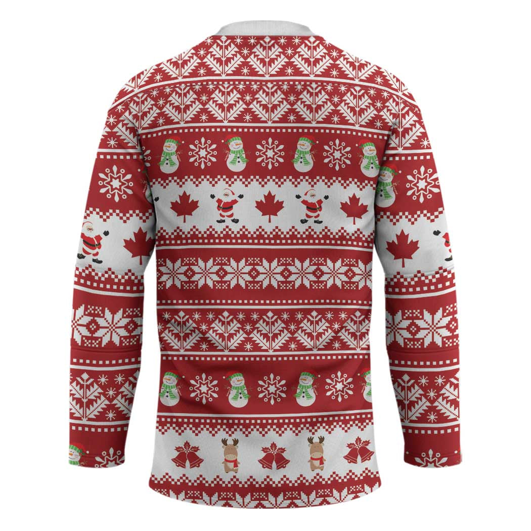 Merry Christmas Canada Hockey Jersey Festive Maple Leaf Xmas - Wonder Print Shop
